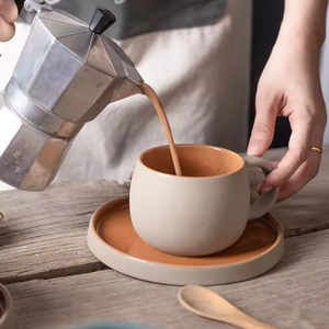 Factory Wholesales Water Cup Afternoon Tea SetStoneware Japanese Style Drinkware Custom Ceramic <b>Coffee</b> <b>Mug</b> Cup and Saucer <b>Set</b> - Product Image 1