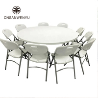Table Ronde Pliante en Plastique Blanche pour Mariages, Banquets et Événements