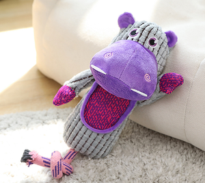 Juego de masticar chirriantes, juguetes para perros para mascotas, lindo nudo, Rana, mono, hipopótamo, elefante, diversión para cachorros de interior, masticar y jugar - Product Image 1