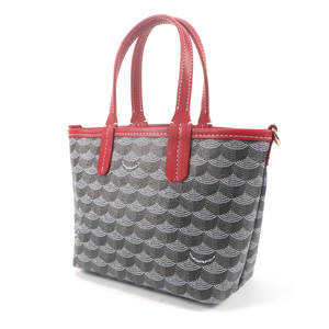 Bolso Tote Mini Personalizado con Estampado Geométrico Vintage para Mujer, Bolso de Mano con Ribete de Cuero Rojo - Product Image 3