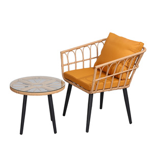 Tùy chỉnh sân PE mây Bàn và ghế hiện đại ngoài trời wrought sắt vườn bảng bền kim loại PE mây Ghế bộ - Product Image 5