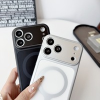 Coque de protection arrière magnétique style métallique givré avec protection d'objectif d'appareil photo pour iPhone 13 14 15 16 17 18 Pro Max
