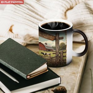 Taza de cerámica negra esmerilada de 11 oz, taza mágica que cambia de color con el calor, para amantes de la leche caliente - Product Image 3