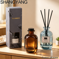 Bouteille diffuseur d'huiles essentielles en verre transparent personnalisable avec étiquette, 100 ml, vide, carrée, coffret de luxe pour parfums