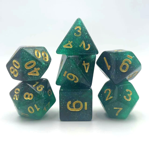 Feeron - Juego de 7 dados poliédricos de acrílico con purpurina galáctica azul y morado para juegos de rol D&D, DND, Pathfinder - Duraderos - Product Image 4