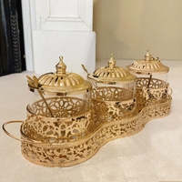Ensemble de 3 bols en fer doré de style musulman, plats de service portables de luxe avec design personnalisé pour les décorations de mariage