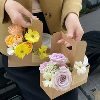 Boîte de transport portable pour fleurs et café en carton kraft avec poignée, vente en gros, collection automne