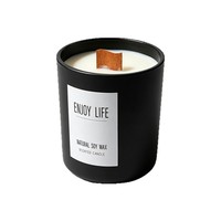 Bougie en cire de soja à mèche en bois crépitante, mèche en forme de S, bougie aromatique en pot 140g 240g pour chambre à coucher, salle de bain, emballée en coffret cadeau