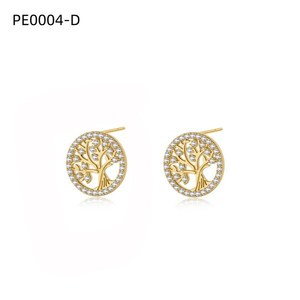 Amy Amy Fashion Stud Earrings Silver Plated Zircon <b>Tree</b> Design For Women Classic Jewelry Gift PE0004 - Product Image 2