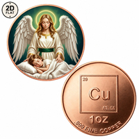 Pièce de monnaie en cuivre pur 999 de 1 oz, imprimée en couleur 2D sur mesure, motif ange gardien surveillant un enfant endormi, pièce de collection