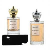 Flacon de parfum en verre vide à rayures verticales avec bouchon en métal couronne, 50 ml, 100 ml, pour marque de parfum, commande en gros
