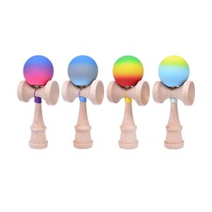 Kendama en bois miniature noir et vert craquelé avec logo personnalisé, jeu de compétences sportives pour enfants en plein air - Product Image 1