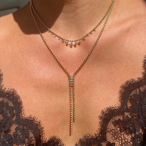 Gemnel Gemini Bolo Y cola gota collar de tenis vaquera Mujer joyería elegante 2mm cadena con cuentas circón Y borla collares - Product Image 6