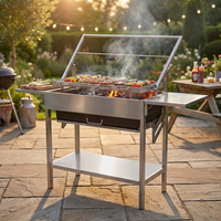 Grand barbecue automatique à charbon de bois rotatif à 360°