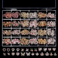 Luxe Pro Big Strass Designer Papillon Coeur Décoration Nail Charme Faux Ongles En Métal Décoration En Gros
