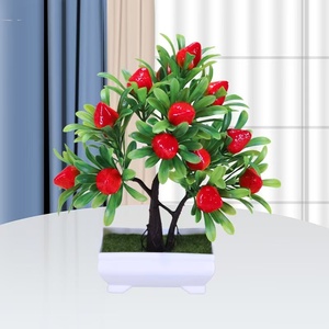 Bonsái <span class=keywords><strong>de</strong></span> árbol naranja <span class=keywords><strong>de</strong></span> simulación, decoración <span class=keywords><strong>de</strong></span> escritorio en maceta <span class=keywords><strong>de</strong></span> fresa <span class=keywords><strong>de</strong></span> plástico, Árbol frutal en maceta Artificial decorativo - Product Image 1