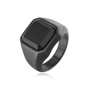 Fine Black Onyx Rings Aço Inoxidável Quadrado Ágata Signet Anéis para Homens Moda Pinky Thumb Ring Jóias Jóias dos homens - Product Image 5