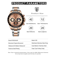Montre à quartz multifonctionnelle Poedagar 629 pour homme, étanche, bracelet en acier, alliage, tendance, succès commercial international