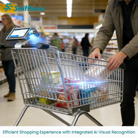 Carrito de Compras Inteligente con IA para Windows, Sistema POS Todo en Uno con Escáner de Código de Barras, Impresora, Wifi y Pantalla Táctil para Supermercados y Puntos de Venta Autoservicio