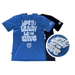 เสื้อยืดผ้าฝ้าย100% ใส่ได้ทั้งชายและหญิงเสื้อยืดพิมพ์ลายโฟมขนาดใหญ่ออกแบบได้เองเสื้อยืดพิมพ์ลายพัฟผ้าถักโลโก้3D - Product Image 3