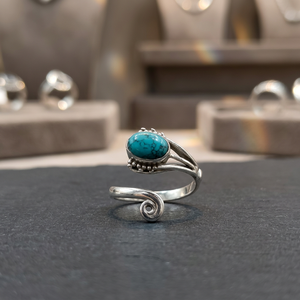 Hot Selling <b>Rings</b> Adjustable Silver <b>Turquoise</b> <b>Ring</b> Light Weight Women & Girl Silver Stone <b>Ring</b> - Product Image 1