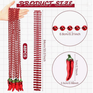 חרוזי פלסטיק בצורת צ'ילי חריף למסיבת מרדי גרא, שרשרת חרוזים מפלסטיק למסיבת מרדי גרא, קישוטים למסיבה - Product Image 2