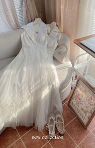 Oem Service <b>White</b> Mesh Maxi Vest Dress V-neck Sleeveless Formal Tight Waist Factory Production Premium Quality - Product Image 4