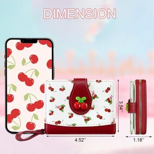 Cartera Larga de <span class=keywords><strong>Mujer</strong></span>, Diseño con Estampado de Frutas (Arándanos/Fresas/Cerezas), Cierre de Cremallera, Ranuras para Tarjetas con Bloqueo RFID - Product Image 3