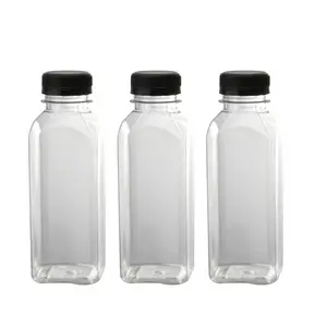 Großhandel 350 ml transparente quadratische Kunststoffflaschen heißer Verkauf Getränk- und Saftflaschen