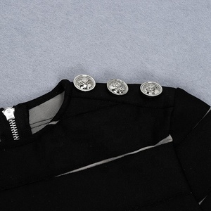 Nuevas mujeres elegante lujo manga larga grieta perspectiva ocasión Formal <span class=keywords><strong>Quinceañera</strong></span> cumpleaños noche cóctel fiesta vendaje vestido - Product Image 5