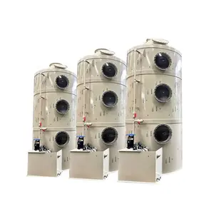 New Industrial PP Air Scrubber Spray Tower Cyclone Adsorption Washing Gas Disposal Farms Featuring Pump Motor PLC-Core