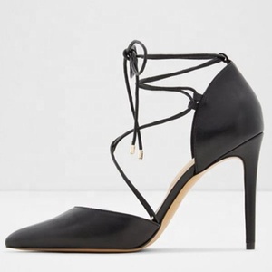 Escarpins à bout pointu pour femme à brides croisées, grande taille, talon aiguille, chaussures habillées jaunes à lacets - Product Image 5