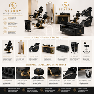 Set di Mobili di Lusso Neri e Oro per Hotel e <span class=keywords><strong>Barbiere</strong></span>, Moderni e Durevoli, con Poltrona Elettrica in Pelle Idraulica, Forniture Tradizionali per <span class=keywords><strong>Barbiere</strong></span> - Product Image 6