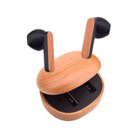 Venta al por mayor de auriculares deportivos con cancelación de ruido ENC de madera auriculares inalámbricos LED indicador de batería JL Chipset azul