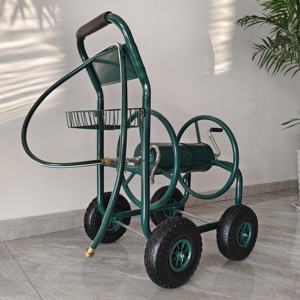 Chariot enrouleur de tuyau portable en acier inoxydable robuste <span class=keywords><strong>avec</strong></span> conteneur à quatre <span class=keywords><strong>roues</strong></span> OEM pour outils de jardin et arrosage de la pelouse - Product Image 5