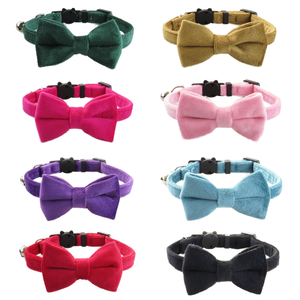 Grosir kucing kerah kain beludru dasi kupu-kupu kucing kerah dengan gesper keamanan - Product Image 1