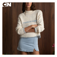 GRS Certificación Suéter Fabricante Logotipo personalizado Mujeres Poliéster Acrílico Casual Jersey de punto Suéter para Otoño Invierno