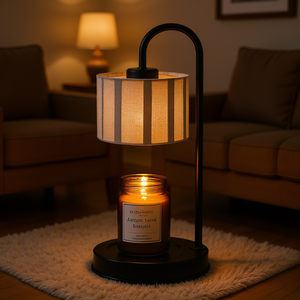 Calentador de Velas Eléctrico de Metal Mediano con Brillo Ajustable, Pantalla de Lino, Decoración para el Hogar, Quemador de Aroma, de Sobremesa, para Uso en Interiores - Product Image 2