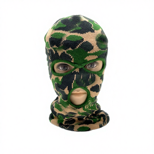 Balaclava en tricot personnalisé à motif jacquard camouflage, protection faciale à trois trous, impression numérique, sports, pêche - Product Image 4