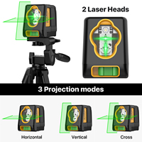 DEGLASERS Niveau laser portable à nivellement automatique Niveau laser à ligne croisée verte avec batterie Li-ion rechargeable pour la construction