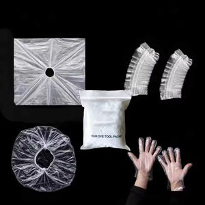 Warna rambut sekali pakai kustom 4 potong alat toko tukang cukur syal perawatan minyak topi mandi penutup telinga sarung tangan kain - Product Image 1