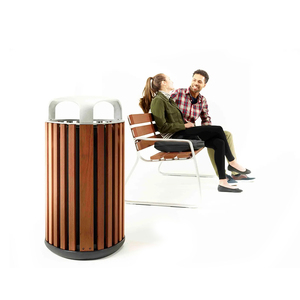 Ngoài Trời Thùng Rác Có Thể Thép Không Gỉ Vỏ Hộp Thành Phố Đường Phố Công Viên Sắp Xếp Thùng Rác Bin Khách Sạn Kim Loại Tái Chế Hộp Bằng Gỗ Chất Thải Bin - Product Image 2