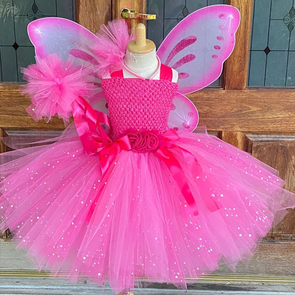 dress fairy flower Blush Feather Fairy Tulle Flower Girl Dress