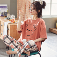 Ensemble de pyjamas d'été pour femmes en gros, 2 pièces, grande taille, vêtements de nuit amples en soie de lait, tenue décontractée douce pour la maison