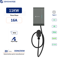 Stasiun Pengisian Daya EV JOYCHARGE 11kW RFID Tipe 2 16A 3 Fasa Kontrol Akses Wallbox Manajemen Multi-Pengguna IP66 Apartemen