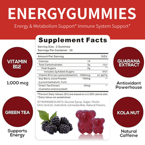 Gomitas Energéticas <span class=keywords><strong>Pre</strong></span>-Entrenamiento con Vitamina B12 y Té Verde para Apoyar la Energía y el Metabolismo - Product Image 5