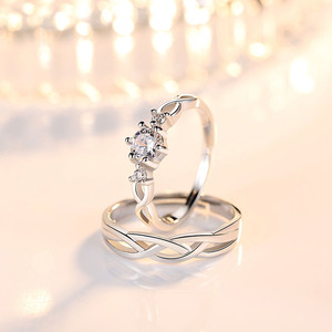 Nuovi <span class=keywords><strong>Anelli</strong></span> di Modo Dei Monili Delle Donne Regolabile Paio di <span class=keywords><strong>Set</strong></span> di Anello di Nozze In Argento Colore - Product Image 3