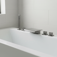 Ensemble de douche et baignoire de luxe 5 pièces en laiton chromé gris anthracite, type cascade, avec fonction jet d'eau, 59-1