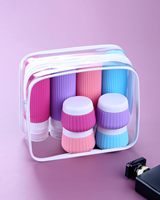 Lot de 8 bouteilles d'accessoires de voyage portables en silicone sans BPA, anti-fuite, pour shampoing et toilette, kit de bouteilles de voyage