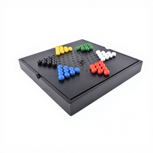 Gioco da Tavolo Strategico Classico in Legno Nero, Ludo Cinese con 60 Biglie - Product Image 1